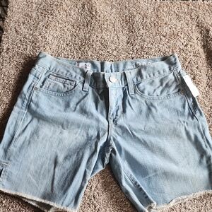 GAP Blue Jean Shorts with Raw Hem and Mid-Length Fit